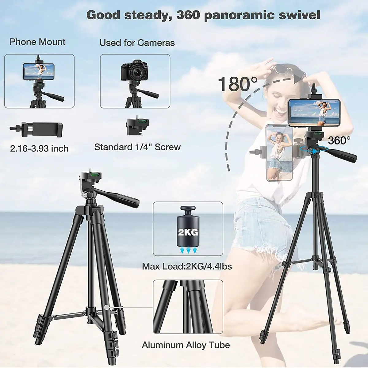 Universal Extendable Tripod Stand Universal Extendable Tripod Stand with Bluetooth Remote Phone Holder for Sports Camera DSLR Photography Live