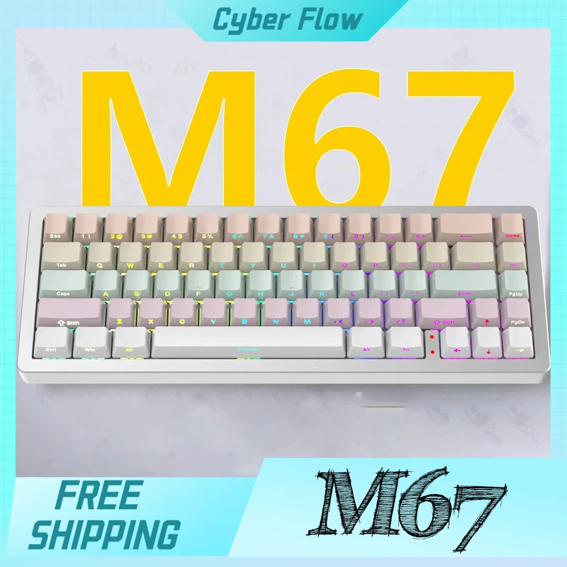 

Механическая клавиатура Xinmeng M67, пользовательская клавиатура с функцией горячей замены Thri, Bluetooth, 67key, прокладка клавиатуры, Rgb подсветка, игровая клавиатура для киберспорта