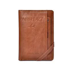 Premium RFID Blocking Leather Passport Holder and Travel Wallet (Brown)