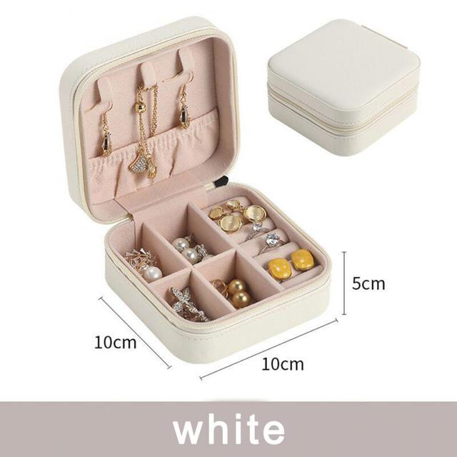 Portable Jewelry Storage Box Leather Case Boxes Travel Organizer Display Earrings Necklace Ring Jewelry Storage Organizer
