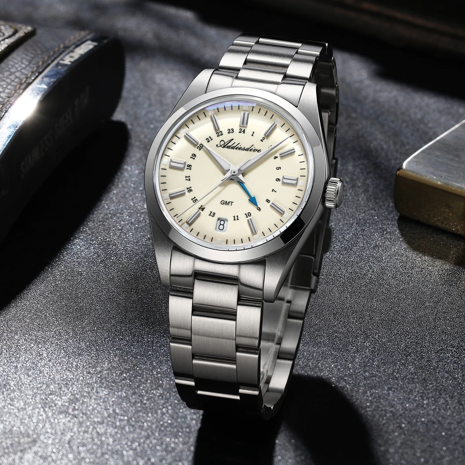 ADDIESDIVE GMT腕時計 200m防水 ADDIESDIVE NEW GMT Men's Diving Quartz Watch Fashion Dive
