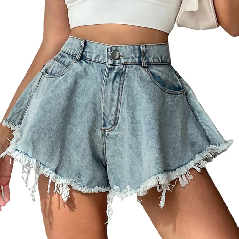 Denim Shorts Jeans for Women Summer Beach Clothing Feminino Wide Leg Loose Short  Pantalones Cortos Ropa Mujer Fashion Clothes