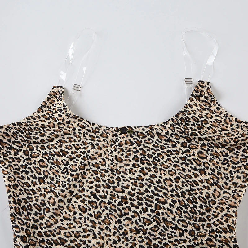 Contrast Lace Trim Leopard Print 2 Pieces Sets Womens Sleeveless Cropped Camisole And Skinny Shorts Rave Baddie Outfits