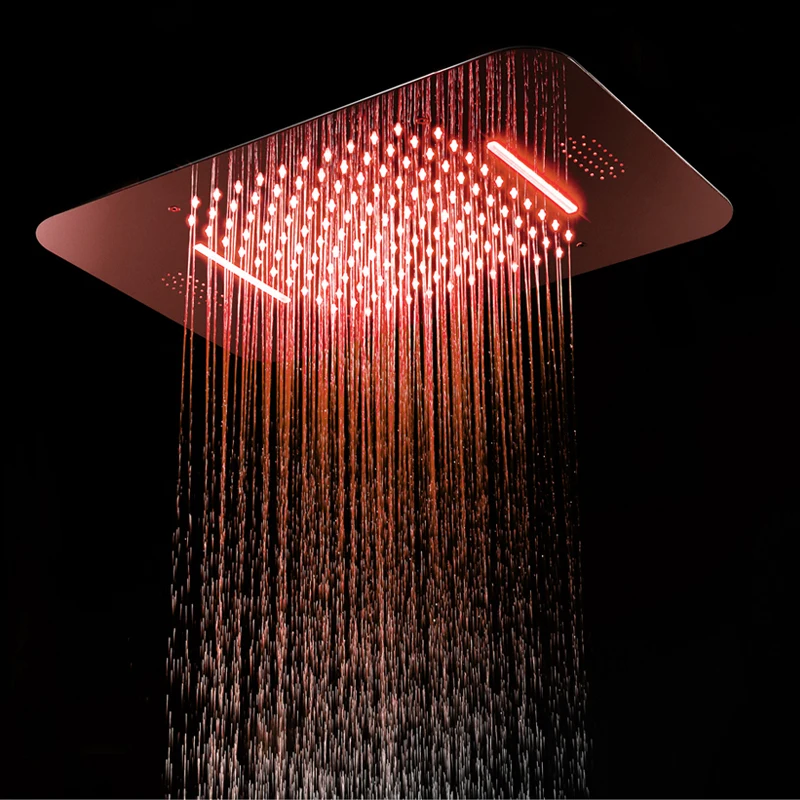 

Luxury Colorful LED Shower Head Shower Speaker Ceiling Square SUS304 Chrome Showerhead Bathroom Bluetooth Music Rainfall Shower