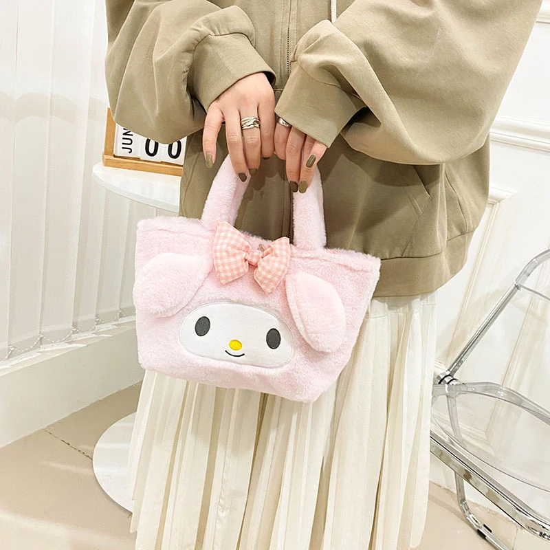 

Мультяшная Мелодия Cinnamoroll Kulomi сумка Sanrio Мультфильм Плюшевая сумка через плечо мягкая косметичка для девочек Кошелек для монет подарок на день рождения