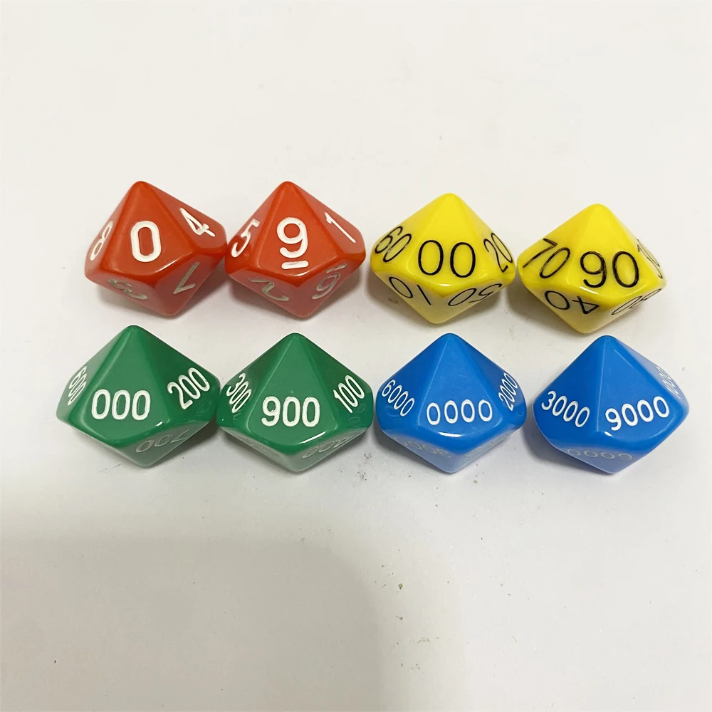 8Pcs/set Place Value D10 Dice 10-sided Single/Tens/Hundreds/Thousands Digit Board Game Dice For DND Game game dice dice set acrylic dice