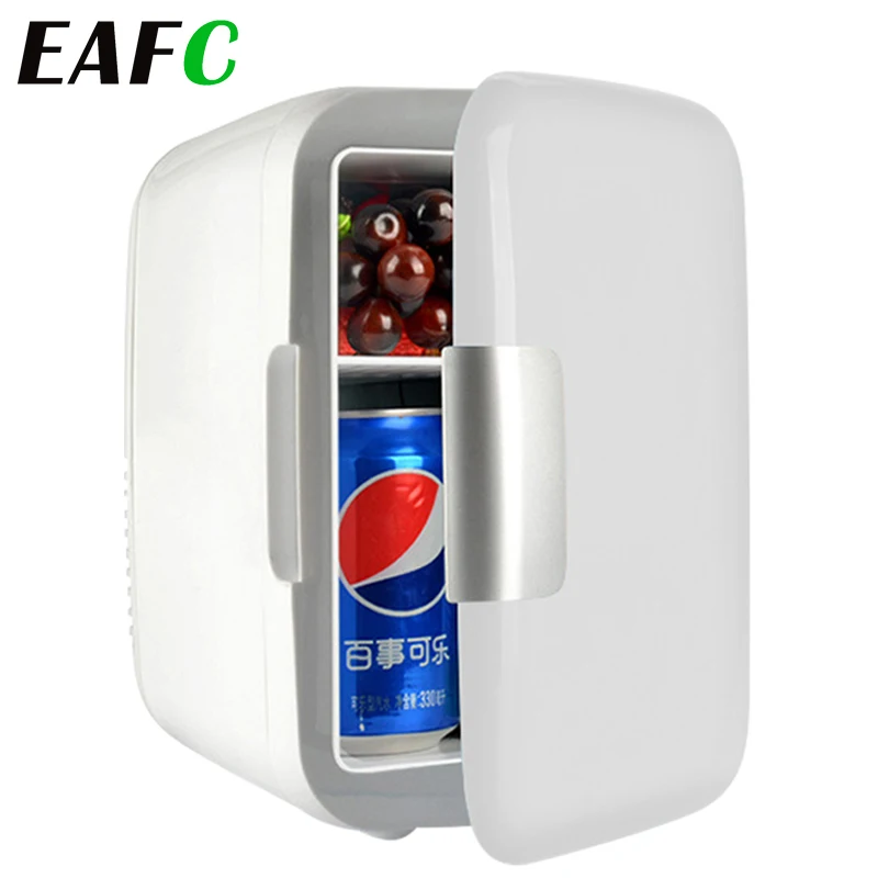EAFC 4L 6Cans Small Refrigeration Warm Heat Mini Fridge Refrigerator for Car Home Travel Refrigerator Portable