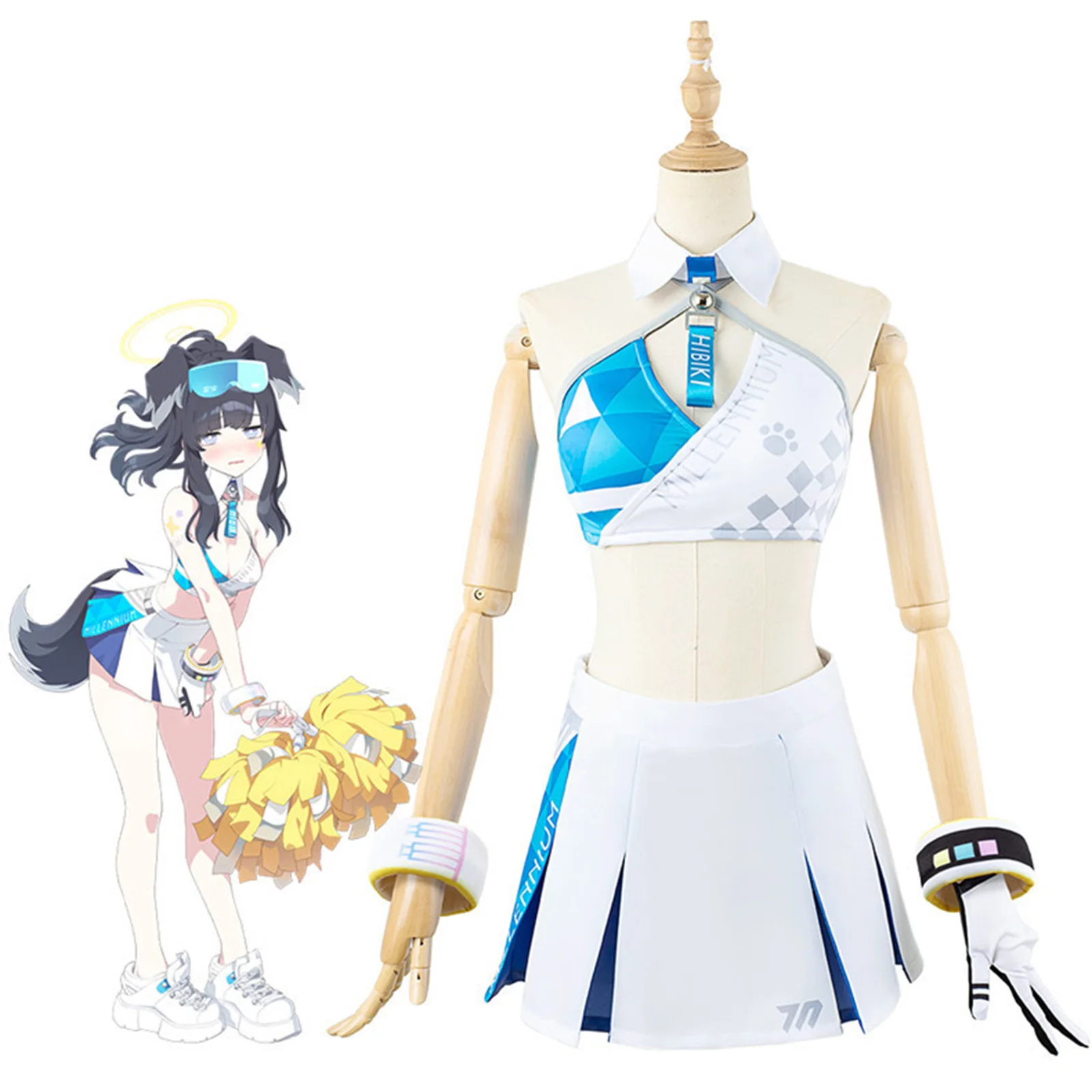 

Blue Archive Nekozuka Hibiki Cosplay Costume Sexy Top Skirt for Woman Girl School Uniforms Halloween Birthday Carnival Outfits
