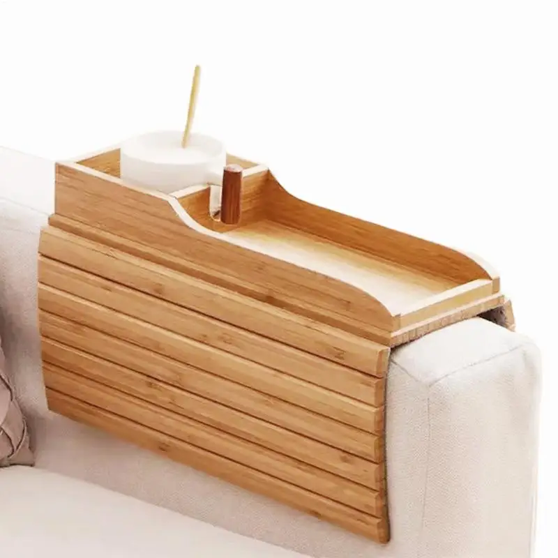 Couch Cup Holder Tray Foldable Couch Arm Table Cup Holder Sofa Tables Sofa Arm Organizer Removable Adjustable For Snacks Drinks