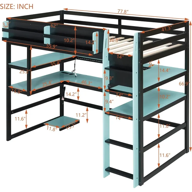 Gaming Loft Bed Desk 2