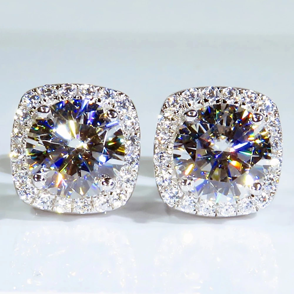 

Женские серьги-гвоздики из белого золота, с круглой подушкой