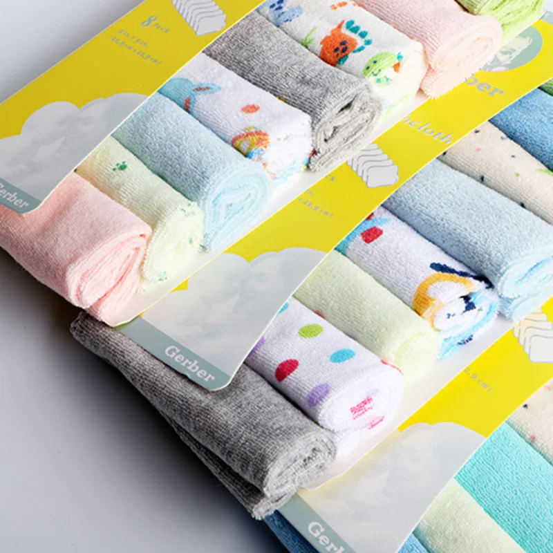 8Pcs/lot Baby Infant Newborn Bath Towel Washcloth Bathing Feeding Wipe Cloth Soft Cotton Towel for Baby Washing Face Towels