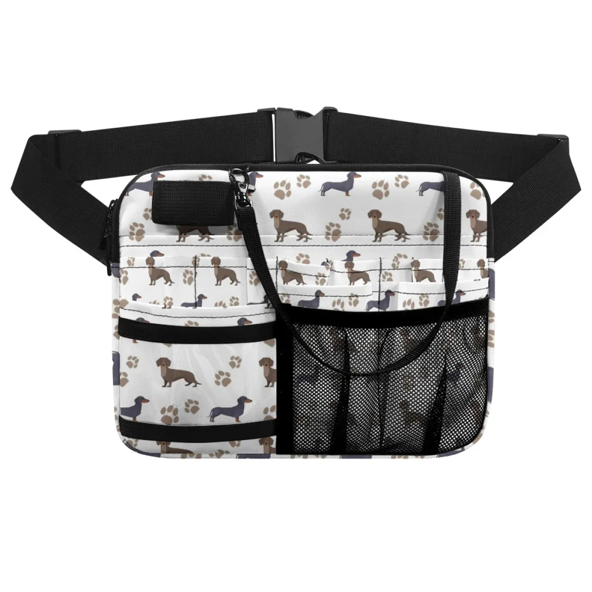Cartoon Dachshund Designer Nurse Storage Waist Bag Practical Multi-Pocket Medical Belt Organizer Pouch For Scissor Hip Bags