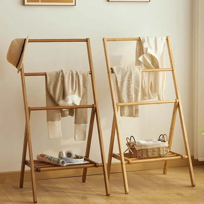 

Designer Wooden Clothes Rack Minimalist Nordic Garment Place Saving Clothes Hanger Indoor Corner Colgador De Ropa Accessories