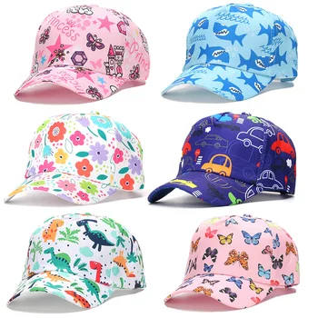 Spring Summer Kids Baseball Cap Cartoon Animal Printed Children Caps Shark Whale Dinosaur Sun Hat Boys Girls Outdoor Accessories 1