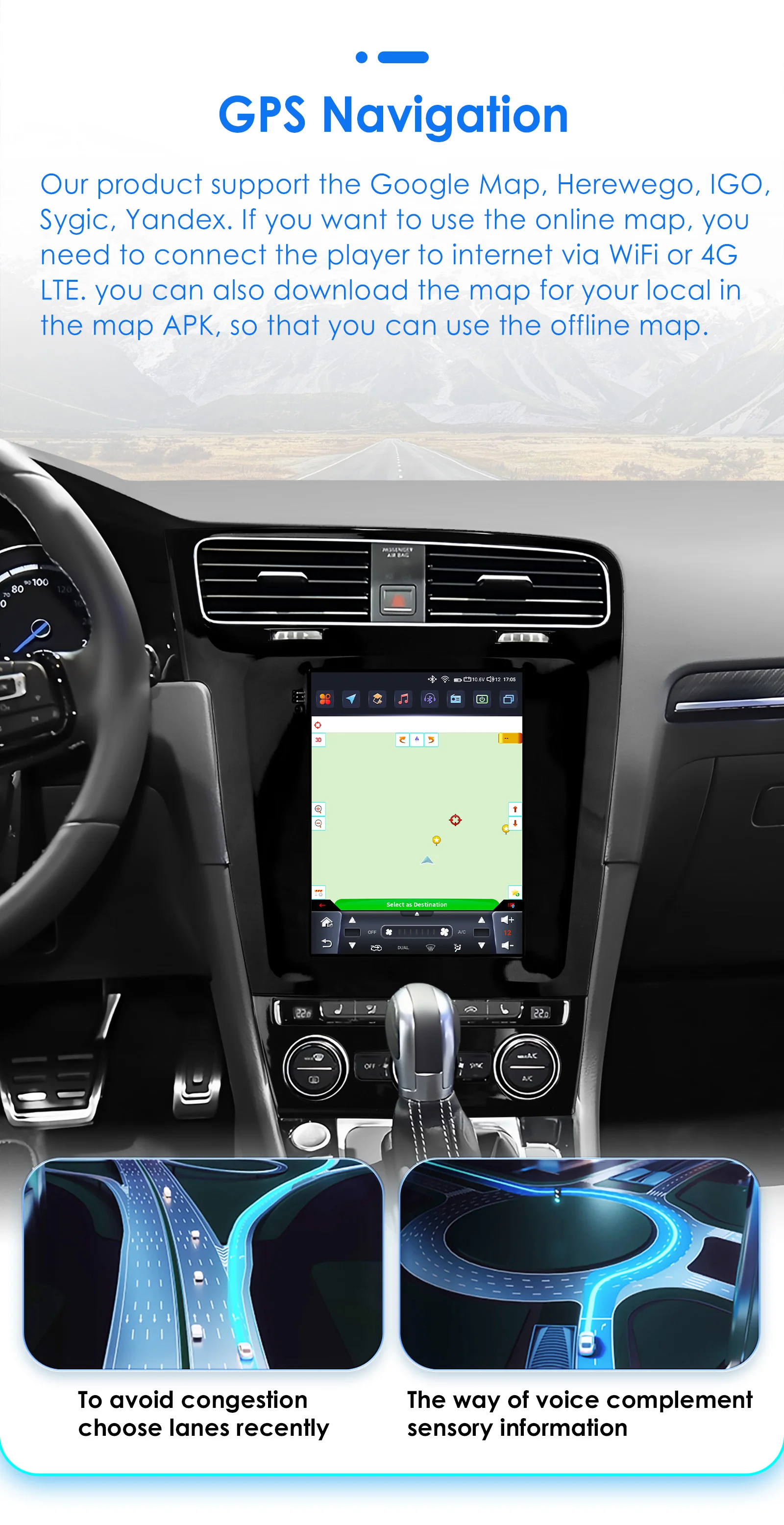 Hizpo Android 13 Wireless Carplay Auto Auto Multimedia Player für VW Volkswagen Golf 7 2014-2018 für Tesla Stil Bildschirm 9,7 "Wifi – Detail 23