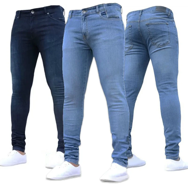 Men Pants 2023 Men Casual Pants Stretch Jeans Skinny Work Trousers Male Vintage Wash Plus Size Jean Slim Fit for Men Clothing autumn and winter high street wide leg trousers men s pants new autumn vintage wash rough edge straight tube splicing male jeans