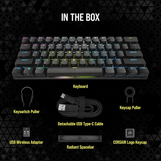 Corsair k70 pro mini wireless rgb 60% mechanische gaming tastatur 