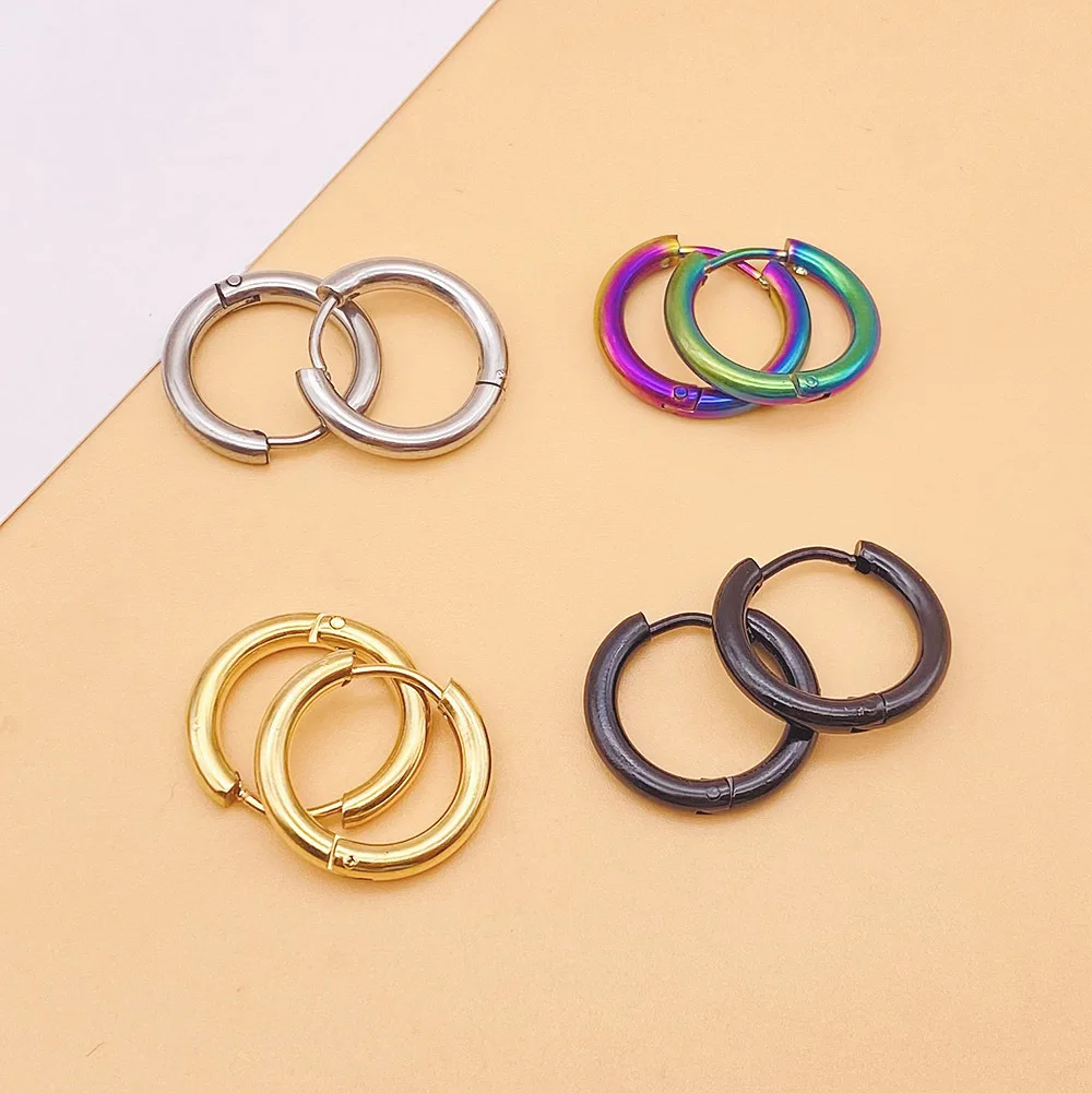 Sleek Stainless Steel Small Hoop Earrings 8-20mm