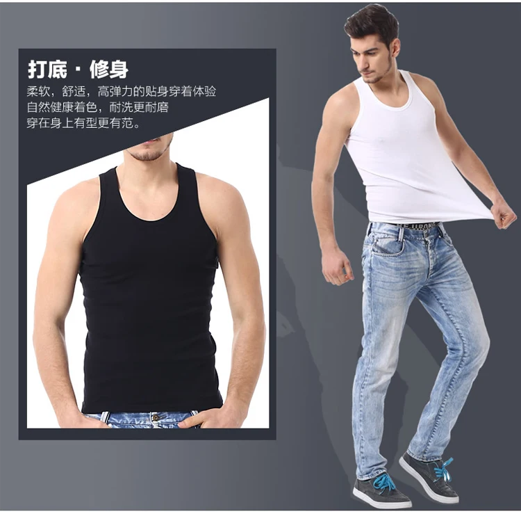 1/3/5 Stück Herren Vier-Jahreszeiten Reine Baumwolle Slim Fit Vielseitige Weste Rundhals Sport Fitness Unterhemd Ärmelloses Freizeit-Oberteil – Detail 4