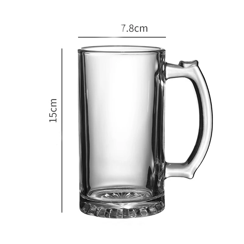 480ml Craft Beer Glass with Handle Drinkware Classic Thick Bottomed Wine Glass Party Bar Wine Utensils Heat Resistant Tea Cup