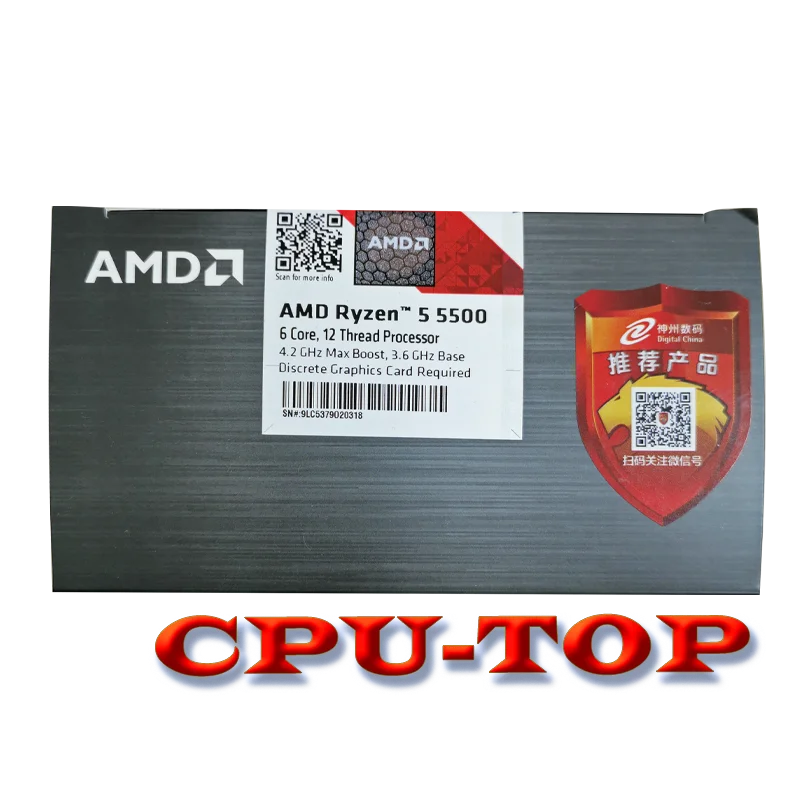 새로운 AMD Ryzen 5 5500 R5 5500 3.6GHz 6 코어 12 스레드 CPU 프로세서 7NM 65W L3=16M 100- 000000457 쿨러 팬이 포함된 AM4 소켓