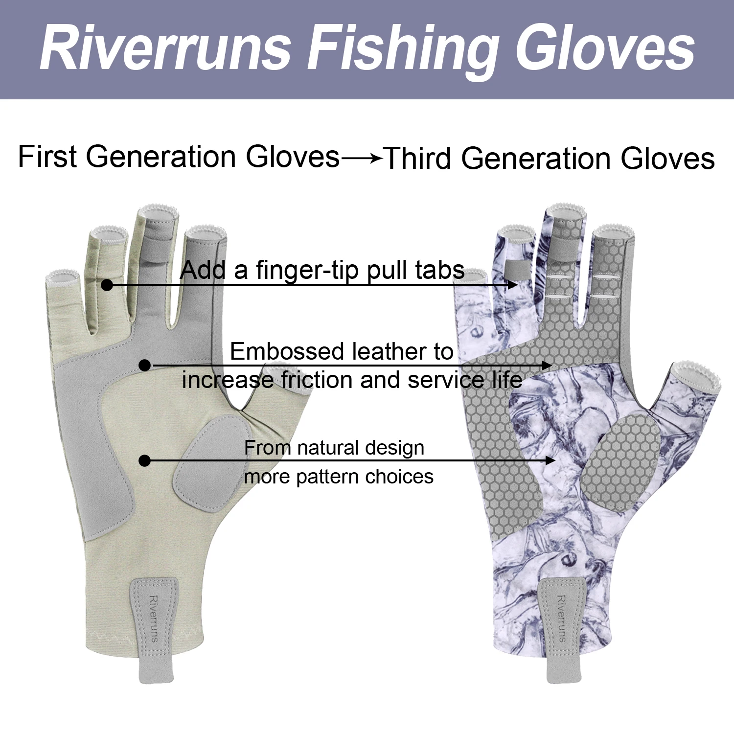 Fingerless Fishing Gloves Riverruns For Men Women Fishing Equipment Boating Kayaking Hunting Hiking Running Cycling