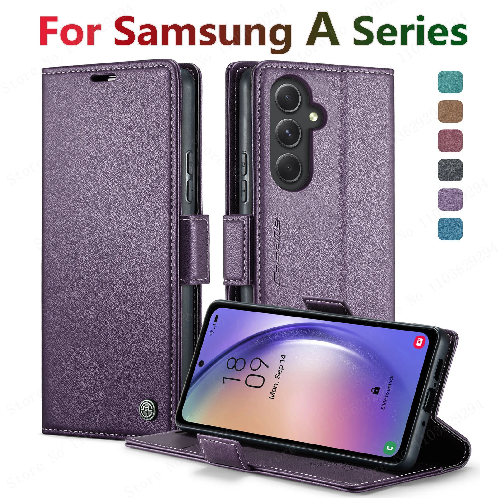 Luxury Leather Wallet Case for  Samsung Galaxy A54 55 53 52 71 72 73 51 34 32 15 Series Mobile Phone Case Card Slots Flip Cover 2