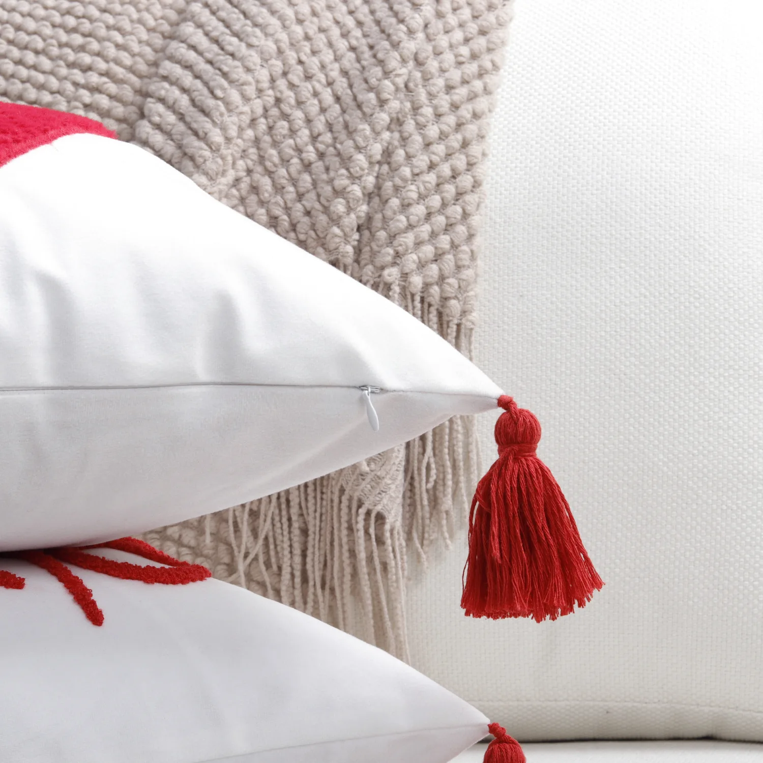 Roter und weißer Paar-Handtuch-gestickter Kissenbezug, samtgestickter Valentinstag-Sofa-Kissenbezug, Cojines 30 x 50/45 x 45 cm – Detail 6