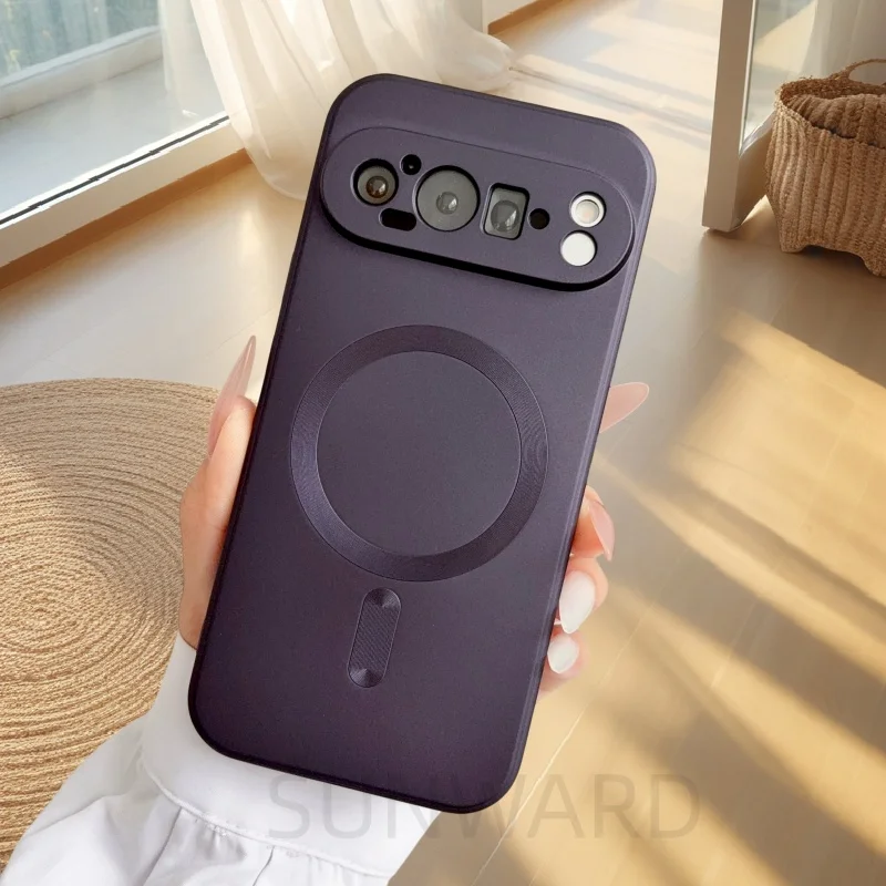 Magnetic Luxury Silicone Shockproof Phone Case with Metal Paint Finish
