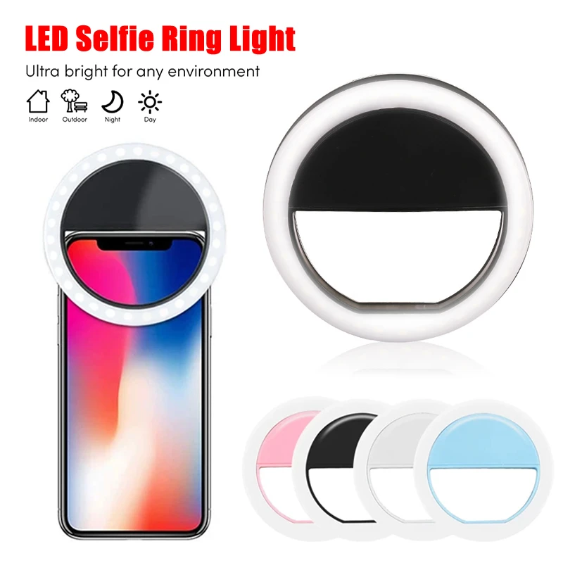 Portable LED Selfie Ring Light Universal Mobile Phone Lens Selfie Ring Light Novelty Makeup Lightings Flash Ring LED Night Light