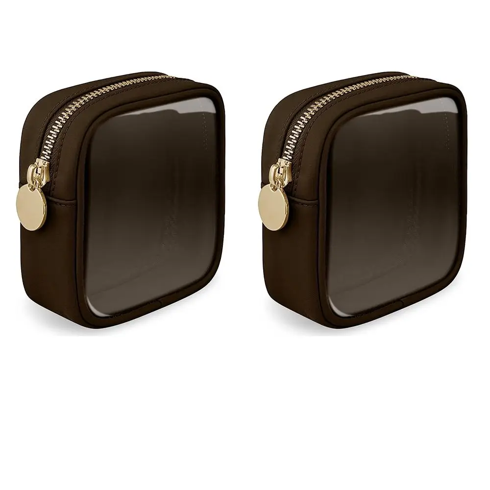 

2 Pcs Chocolate Clear Purse New Clear Nylon&PVC Small Bag for Purse with Zipper Waterproof Small Clear Pouch Women