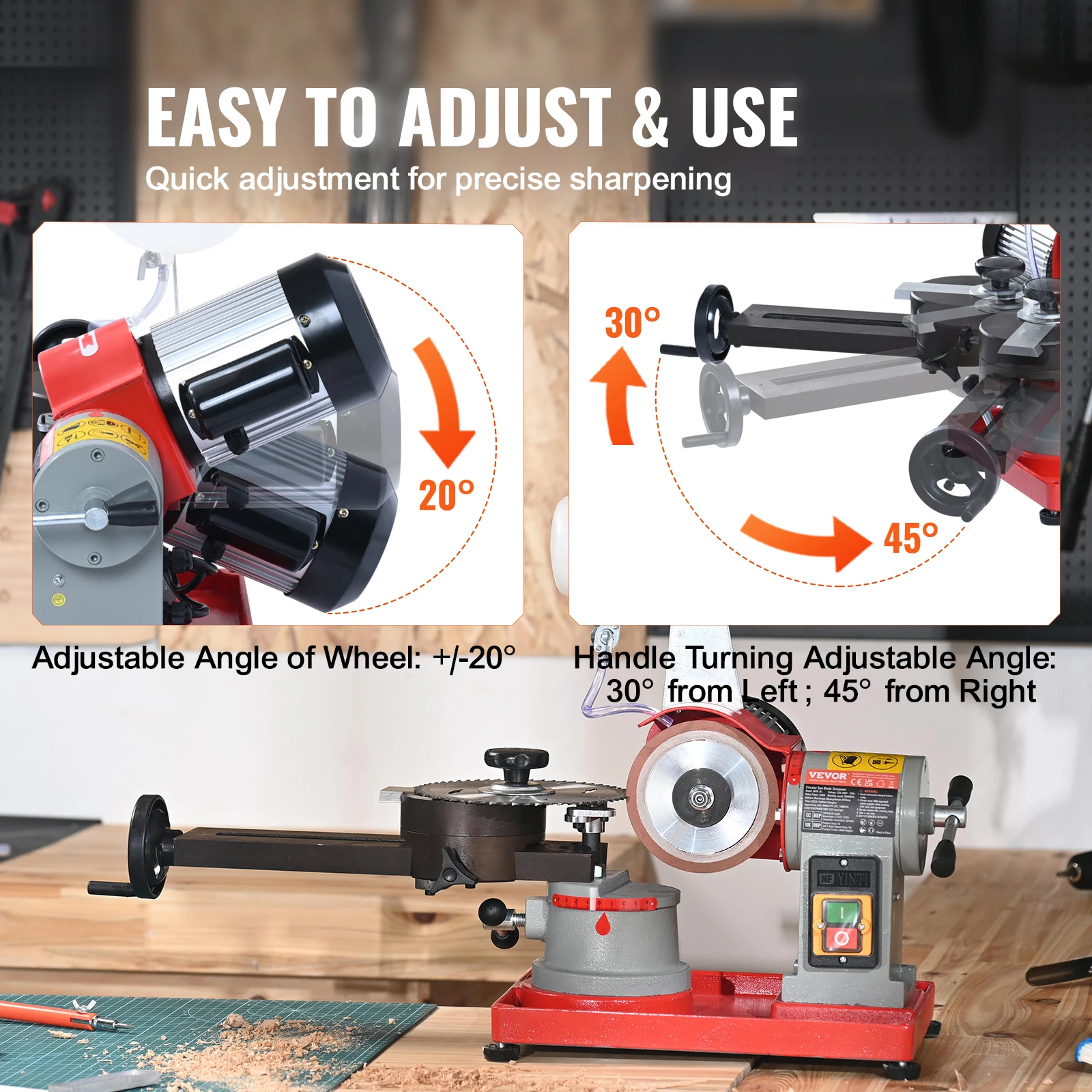VEVOR 370W 3600RPM Circular Saw Blade Sharpener with Water Injection for Carbide Tipped