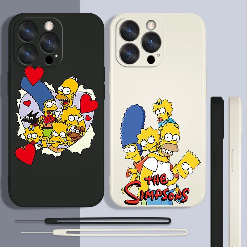 

Cute The Simpsons Case For Apple iPhone 14 13 12 11 Pro Max Plus Mini XS Max X XR 7 8 Liquid Rope Phone Cover Core Coque Capa