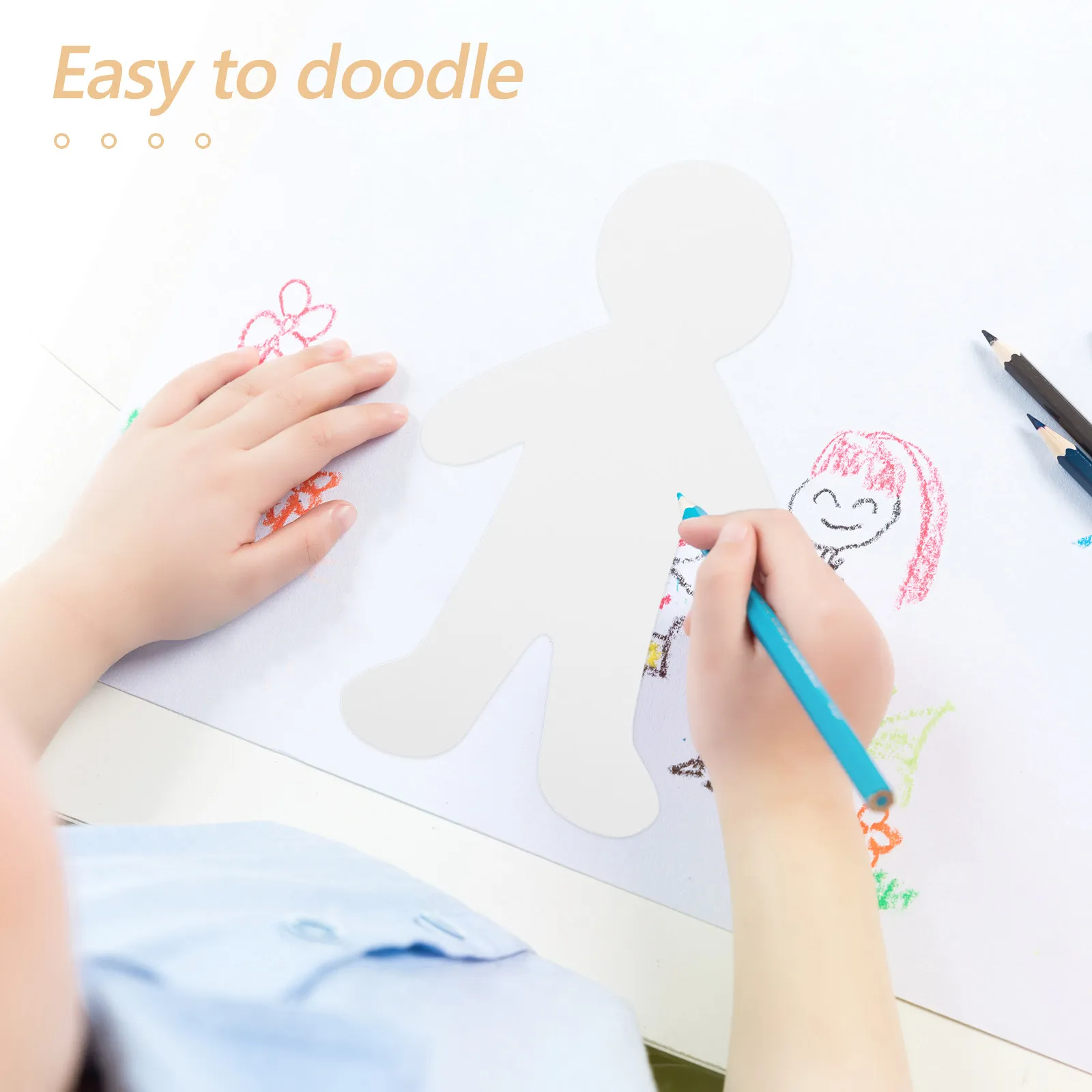 40Pcs 빈 종이 컷아웃 소년 소녀 흰색 공예 모양 교실 종이 장식 DIY 학교 프로젝트
