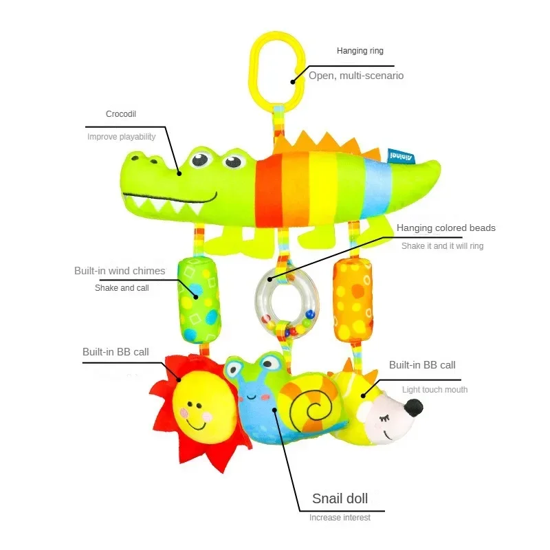 Baby Toys for 0 3 6 12 Months Rainbow Activity Plush Animal Stroller Hanging Toy for Baby Car Seat Crib Travel Sensory Baby Toys 4