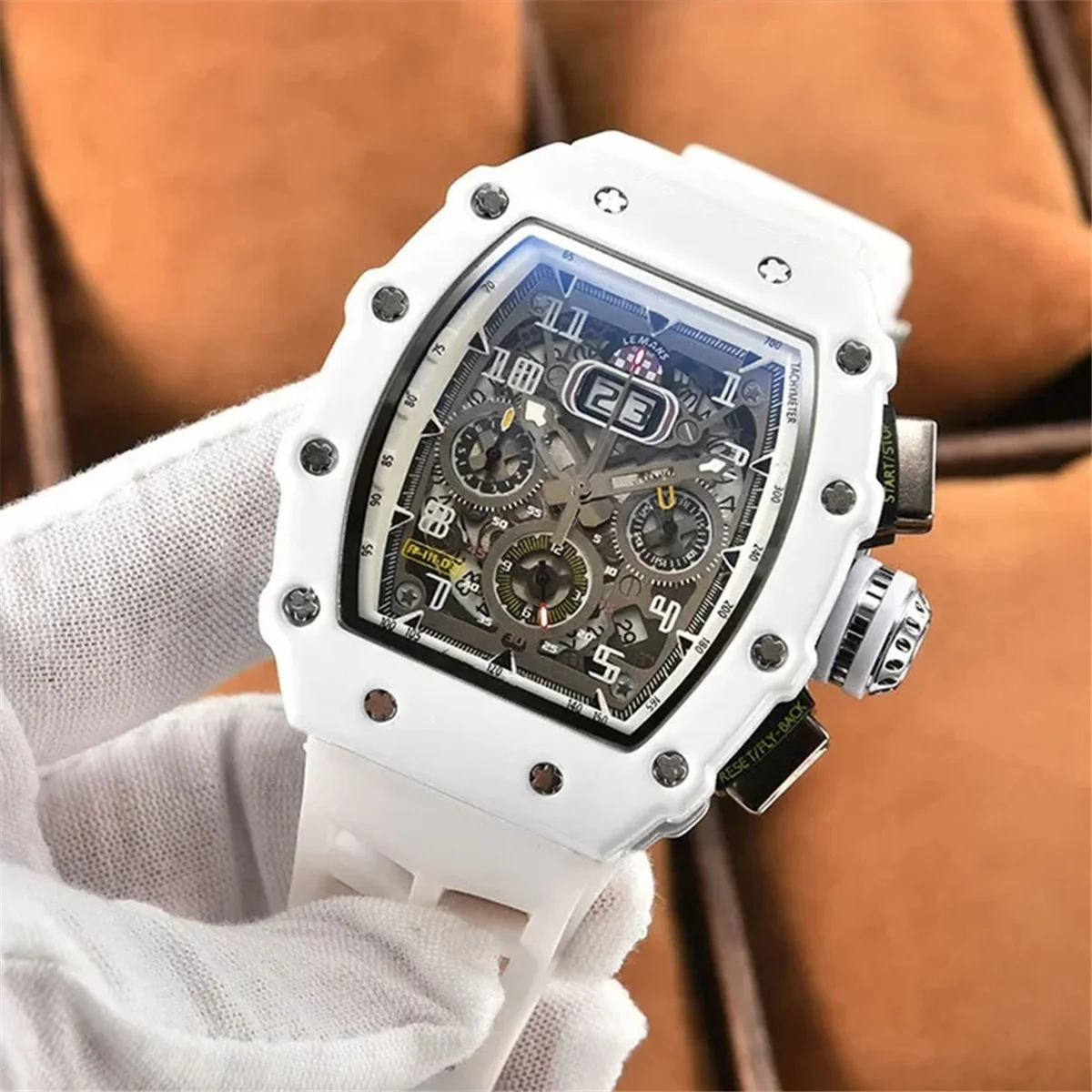 Mechanical Style Men's Watch mens watch Waterproof 6 Needle Run Second Watch Wine Barrel Shaped Quartz 2