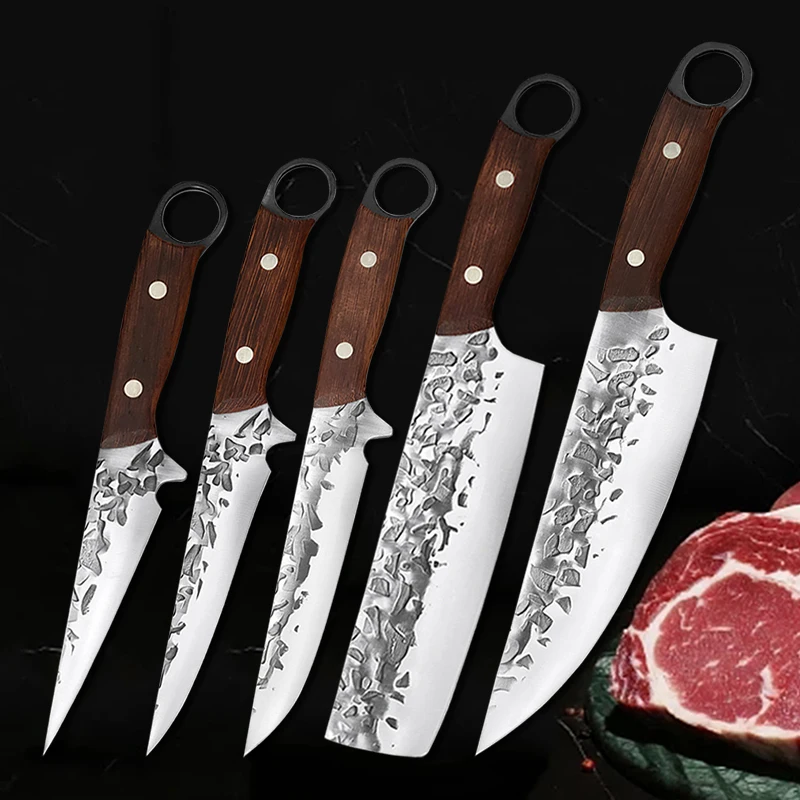 

Handmade Forged Kitchen Knives Butcher Meat Cleaver Boning Knife Chef Slicing Outdoor Barbecue Fishing Cooking Cutter