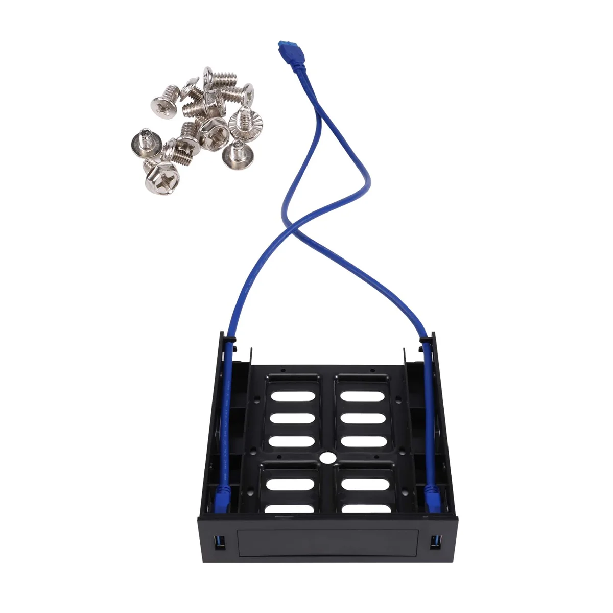 USB 3.0 Front Panel 2 X With 3.5Inch Device/HDD or 2.5Inch SSD/HDD to 5.25 Floppy to Optical Drive Bay Tray Bracket usb front panel