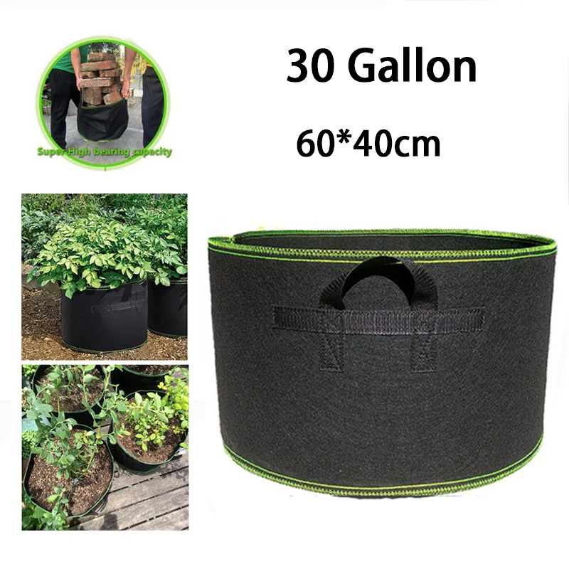 

Вместительные тканевые пакеты для выращивания растений, 30 галлонов, ручные горшки для выращивания сада, овощей, цветов, контейнер для посадки