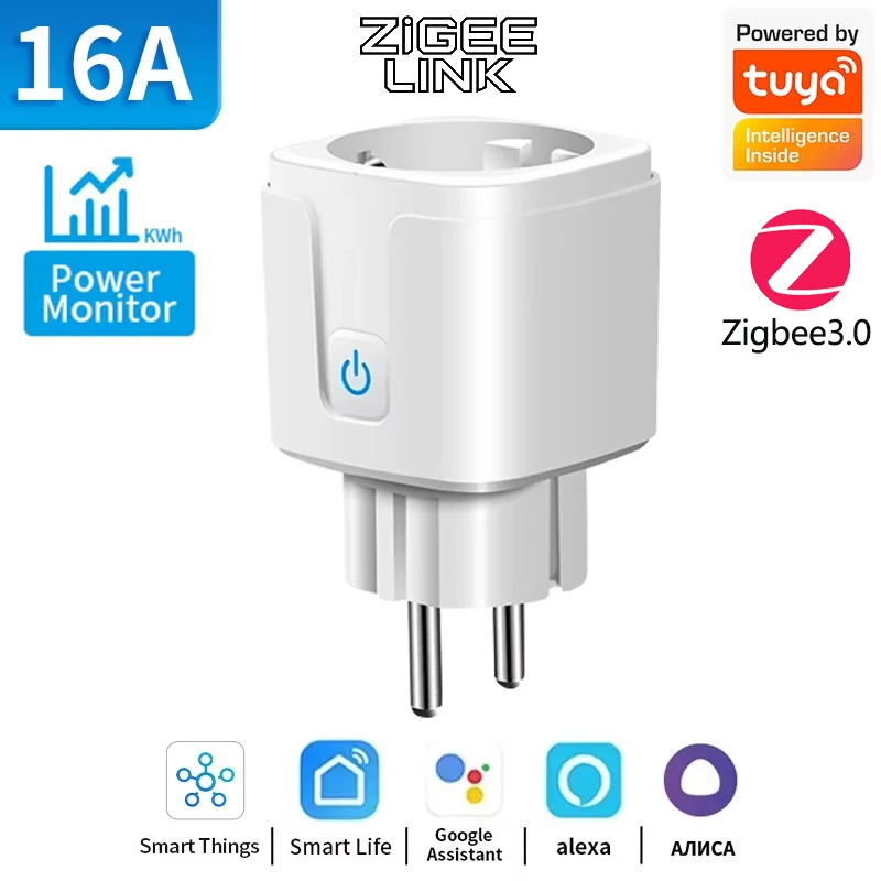 ZigBee 3.0 Smart WiFi Plug with Power Monitoring and Voice Control