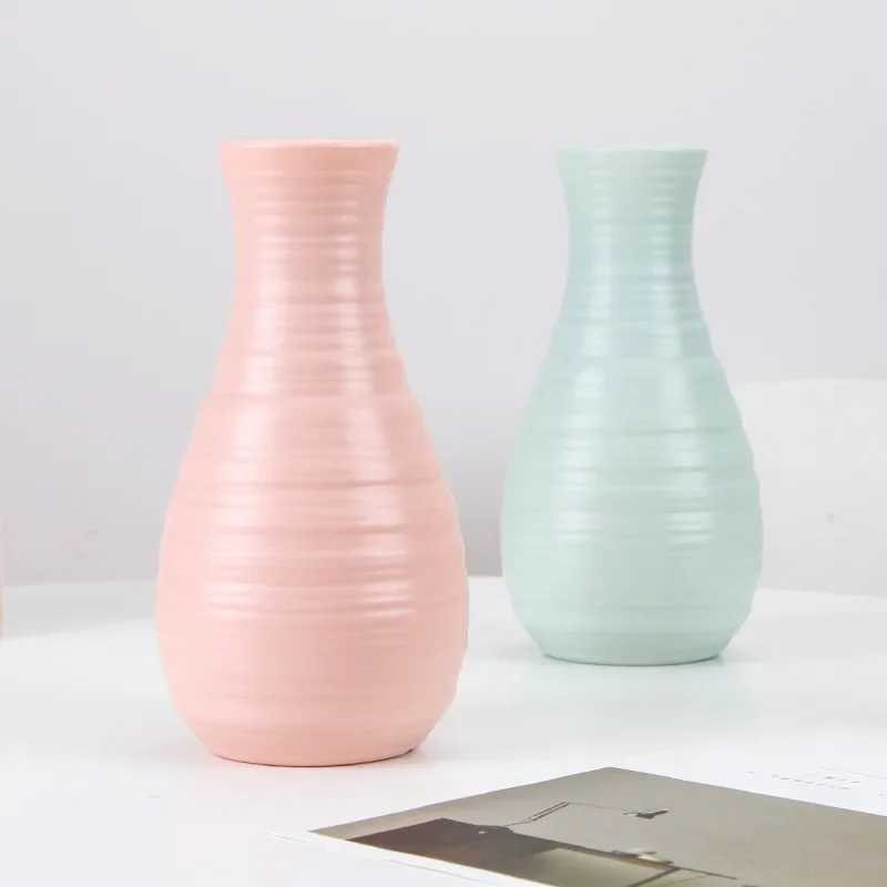 Home Decoration Plastic Flower Vase White Imitation Ceramic Flower Pot Basket Nordic Decoration Vases for Flowers flower vase