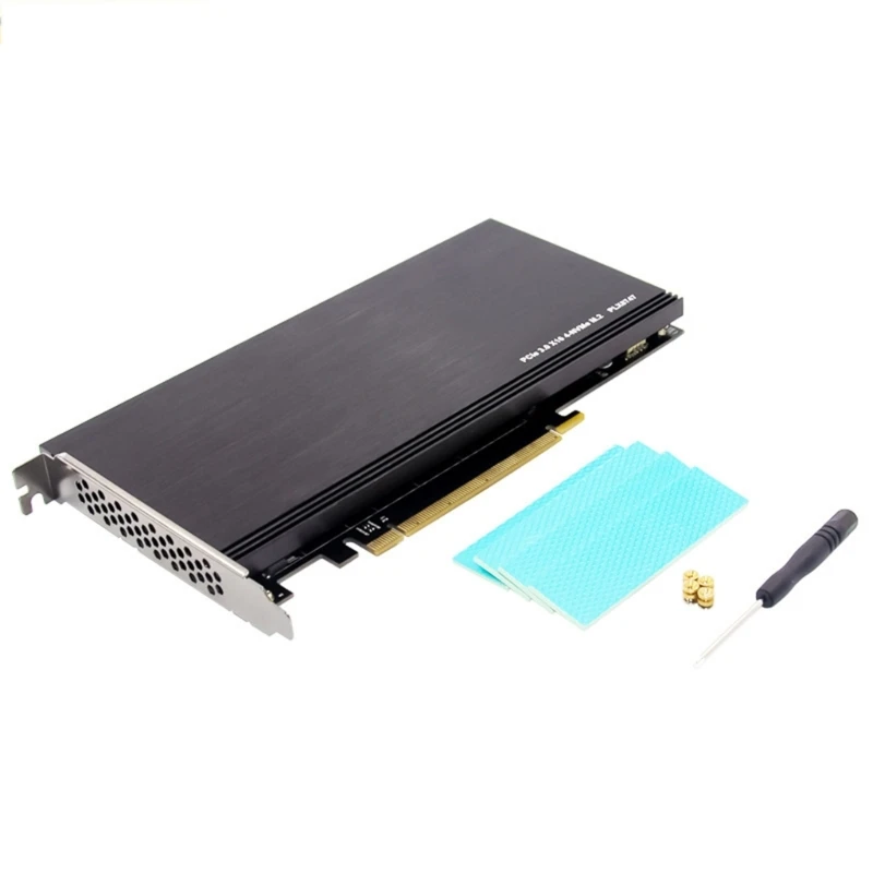 

PCIe3.0 X16 to 4 Port NVME Expansion Card Upgrades PC for Faster Data Transfer