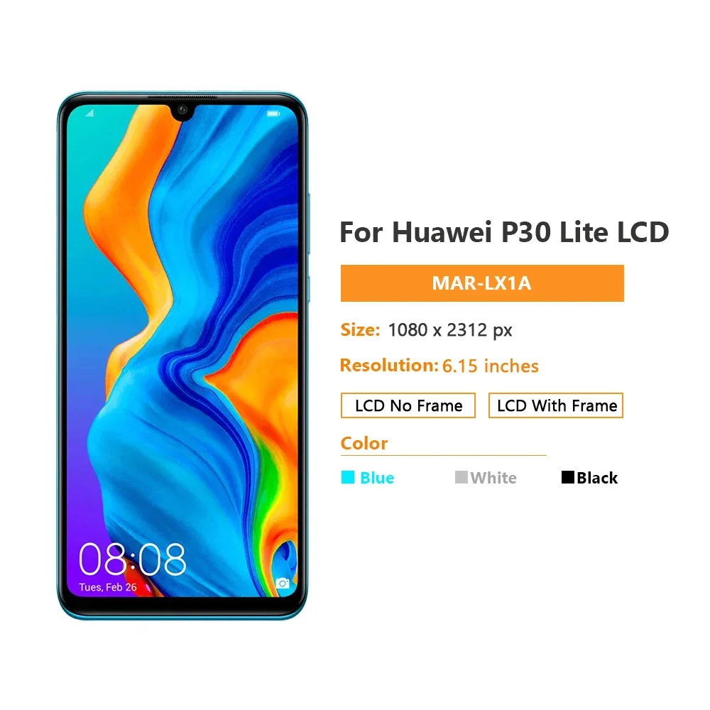 HUAWEI P30 lite ニゲル High Quality LCD For HUAWEI P30 Lite LCD Display Touch