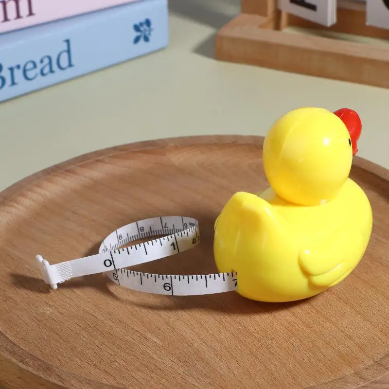 귀여운 노란 오리 모양 원키 수납식 소프트 줄자 휴대용 미니 자 바디/바느질/공예/가정/일상 측정용
