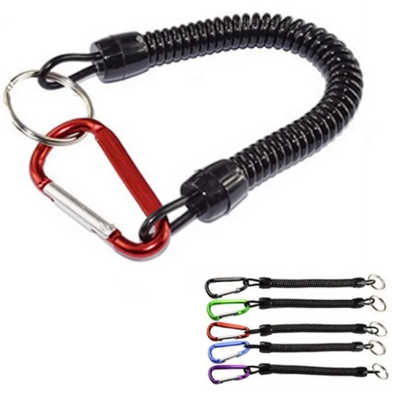 Tactical Retractable Spring Elastic Rope Retractable Coiled Tether with Carabiner Boating Fishing Retention Rope Fishing Tools