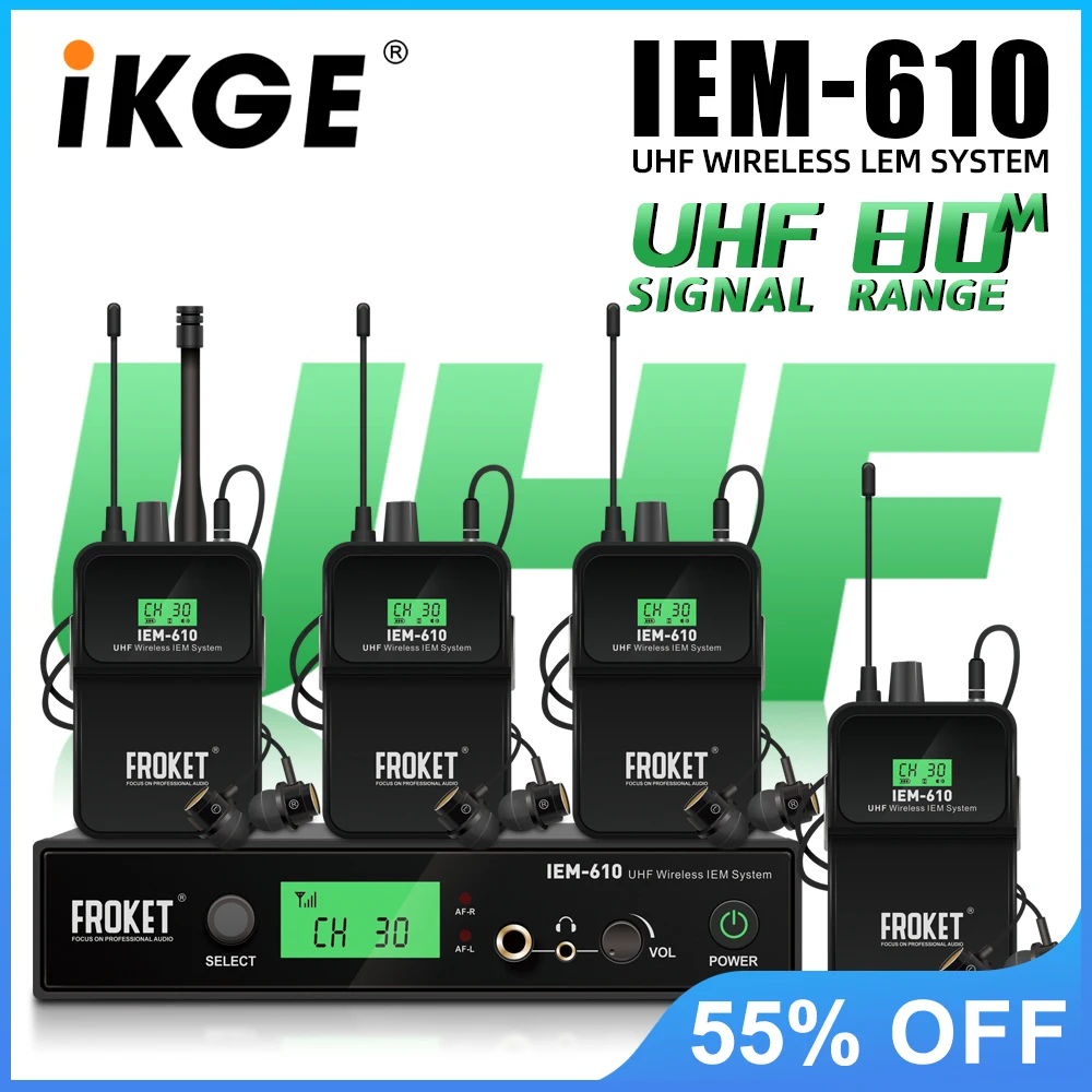 Wireless In-Ear Monitor System UHF 80 meters for stage studio theater