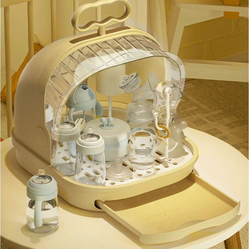 Baby Bottle Draining Box, Baby Water Cup Dust Storage Box, Tableware Draining Shelf, Visual Multifunctional Storage