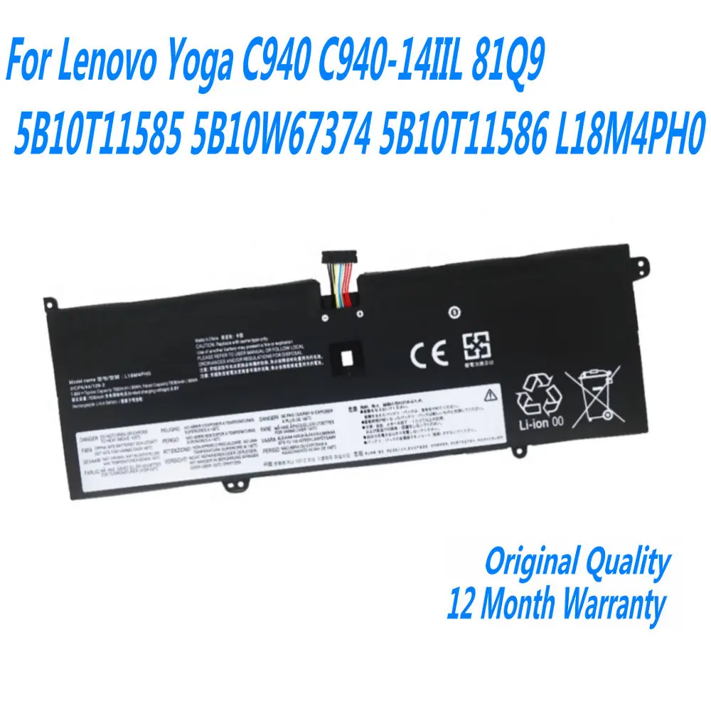 

NEW 7.68V 60Wh L18C4PH0 Laptop Battery For Lenovo Yoga C940 C940-14IIL 81Q9 5B10T11585 5B10W67374 5B10T11586 L18M4PH0