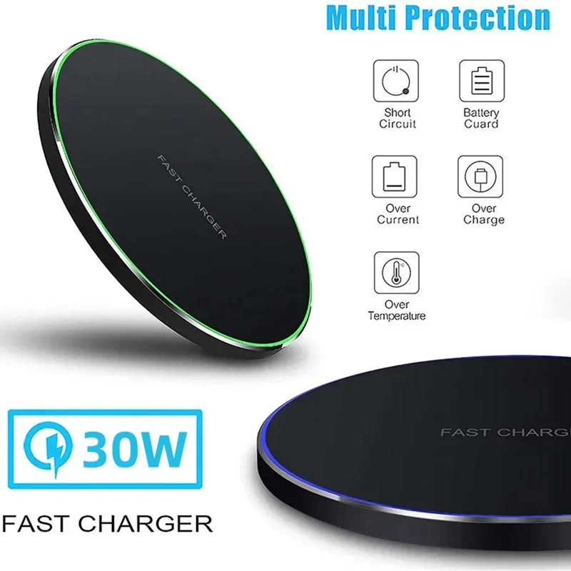 Wireless Charger 30W Pad Stand for iPhone 15 14 13 12 11 Pro Max Samsung Xiaomi